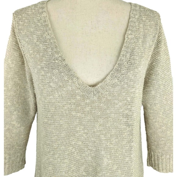 Eileen Fisher Women's M Oatmeal Linen Blend Loose Knit Pullover Tunic Sweater - Picture 2 of 8